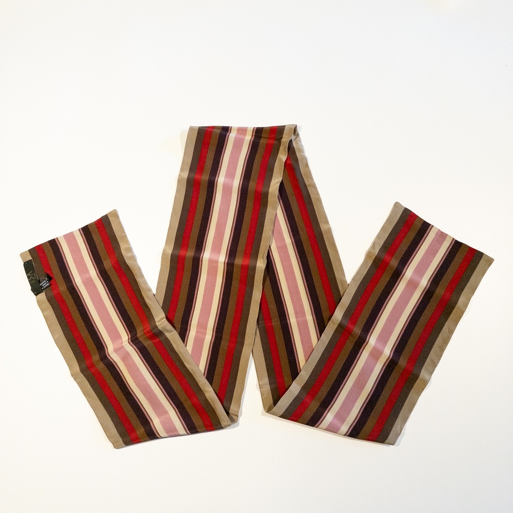 Silk Scarf Lot 4 Pieces Square Rectangular Stripe Plaid Animal Vera Isa Ginnie - Picture 2 of 16